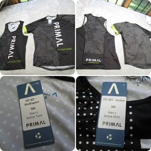 2 Pc Primal Cycling Active Shirt & Tank Mens Small‎ Black Moisture Wicking NEW